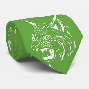 Bobcat Wild Cat Team Mascot  White On Any Color Neck Tie