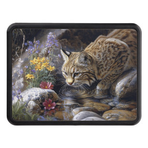 Bobcat with Wildflowers Scenic Art Hitch Cover