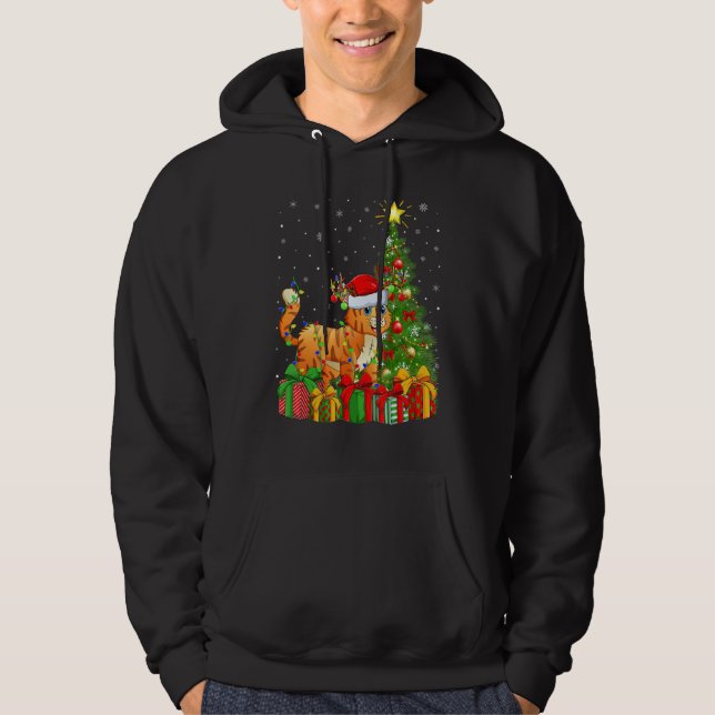 Bobcat   Xmas Holiday Santa Bobcat Christmas Tree Hoodie (Front)