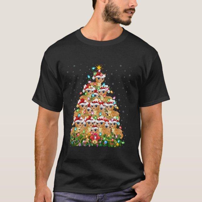 Bobcat Xmas Tree Lighting Santa Bobcat Christmas L T-Shirt (Front)