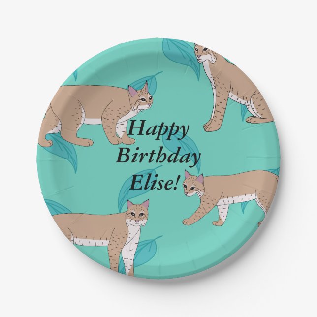 Bobcats Birthday Paper Plates (Front)
