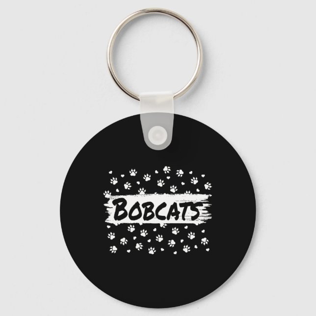 Bobcats Mascot School Spirit Men Women Leopard Foo Keychain (Front)