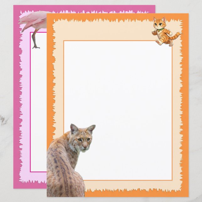 Bobcats (p1) and Birds (P2 - Roseate Spoonbills)  (Front/Back)