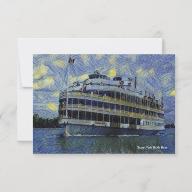 Boblo Boat Starry Night Note Card (Front)