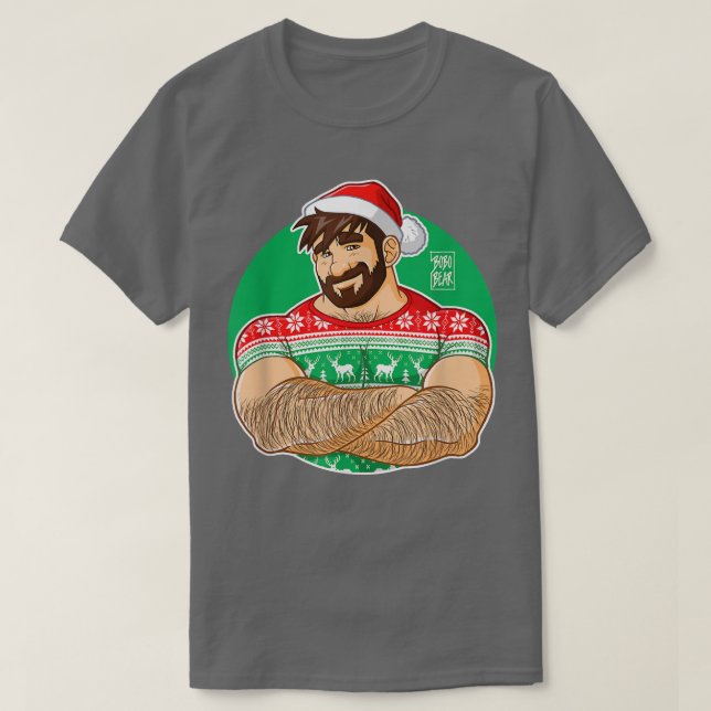 Bobo Bear - Adam Likes Crossing Arms at Xmas parti T-Shirt (Design Front)