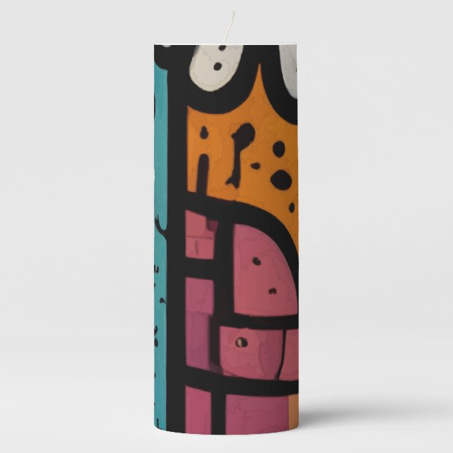 Bobo Joyful Radiance Art Pillar Candle (Front)