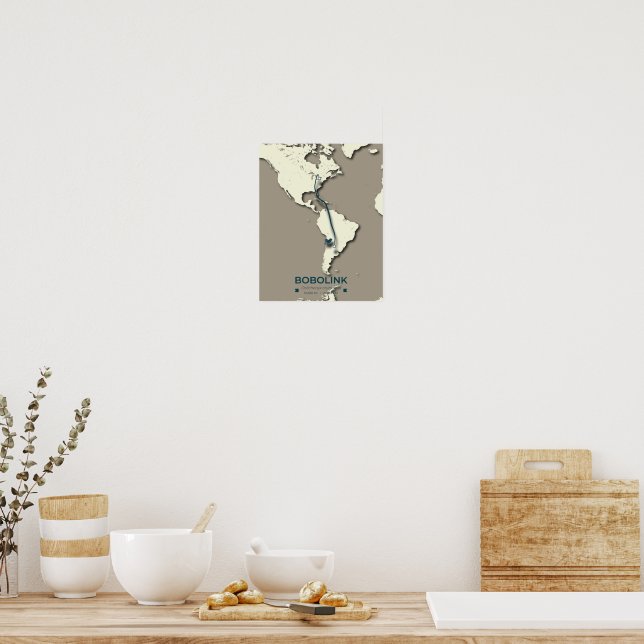 Bobolink Migration Map – Minimalist Vintage Poster (Kitchen)