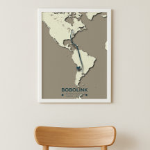 Bobolink Migration Map – Minimalist Vintage