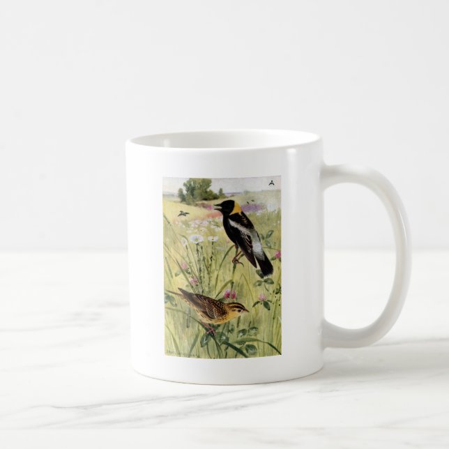 Bobolinks, Daisies and Pink Clover Coffee Mug (Right)