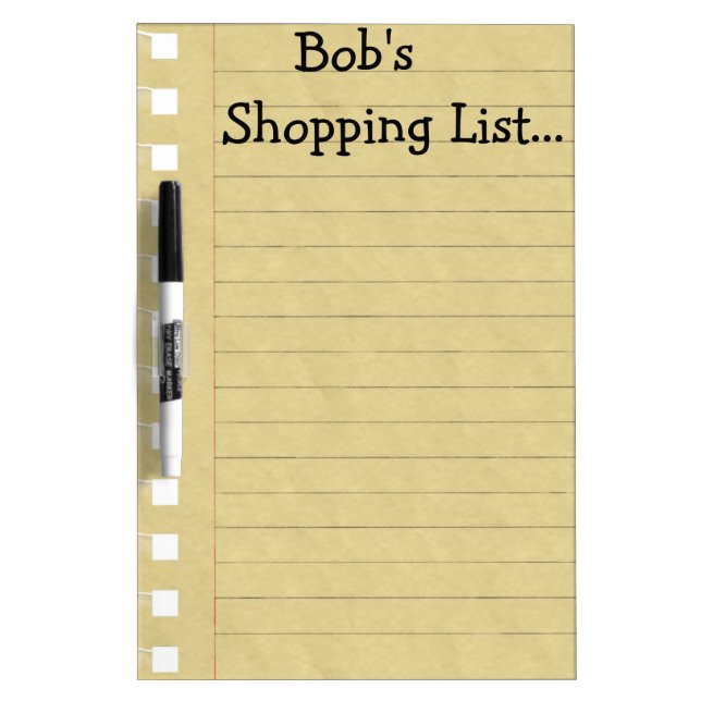 Bob's Shopping List Dry Erase Board (Front)