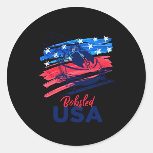 Bobsled Usa Support The Team Usa Flag Skeleton Win Classic Round Sticker