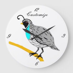 Bobwhite Blue-throated Quail Thunder_Cove Large Clock