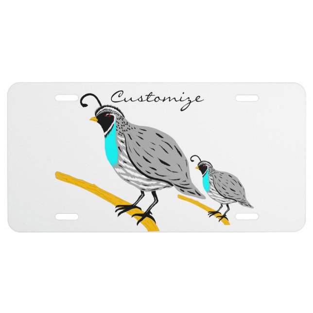 Bobwhite Blue-throated Quail Thunder_Cove License Plate (Front)