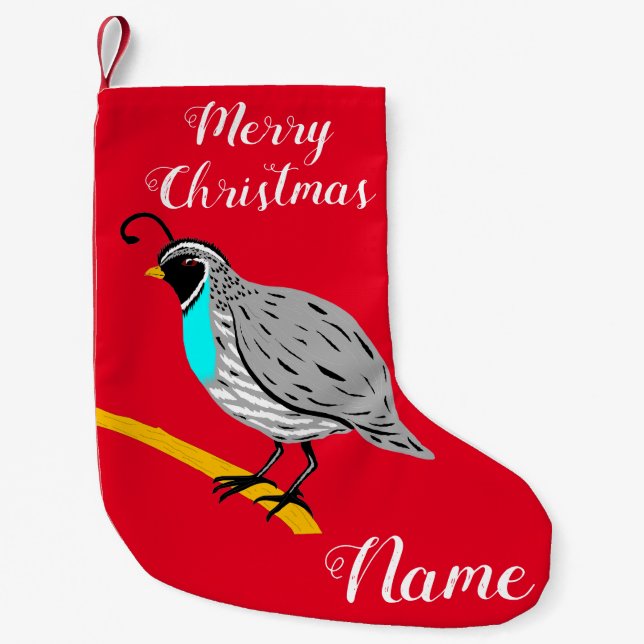 Bobwhite Blue-throated Quail Thunder_Cove Small Christmas Stocking (Front)