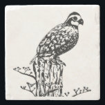 Bobwhite Coaster<br><div class="desc">Northern bobwhite quail sits on a post on this classy stone coaster. Customize with with name, course number or other text.</div>