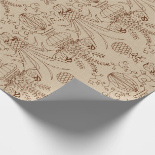 Bobwhite Quail Damask Sepia Wrapping Paper