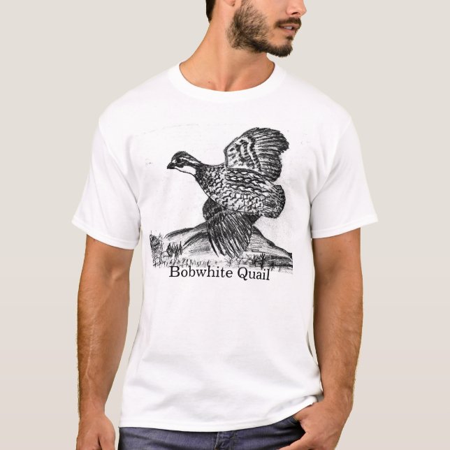 Bobwhite Quail Drawing on T-Shirt (Front)