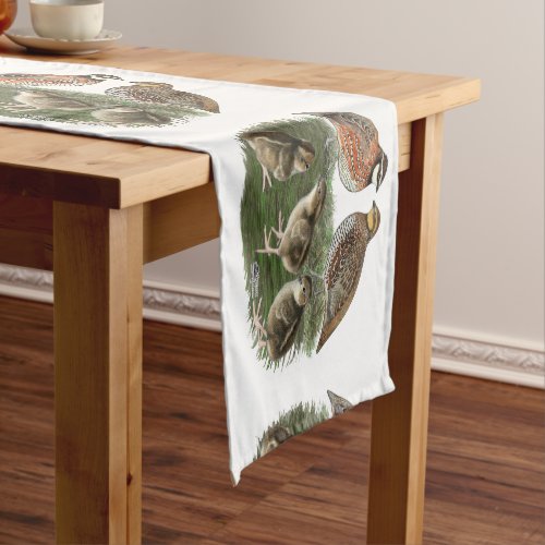 Bobwhite Quail Family Short Table Runner