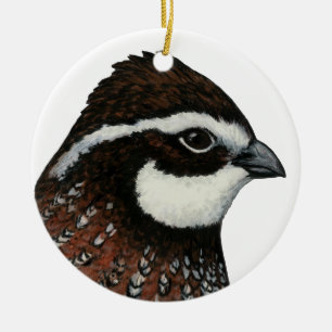 Bobwhite Quail Head Ceramic Ornament