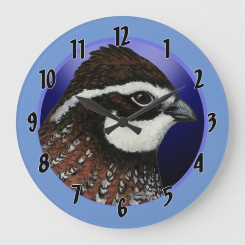 Bobwhite Quail Head Circle Large Clock