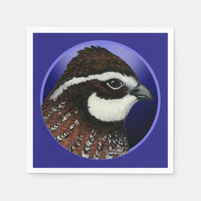 Bobwhite Quail Head Circle Paper Napkins (Front)