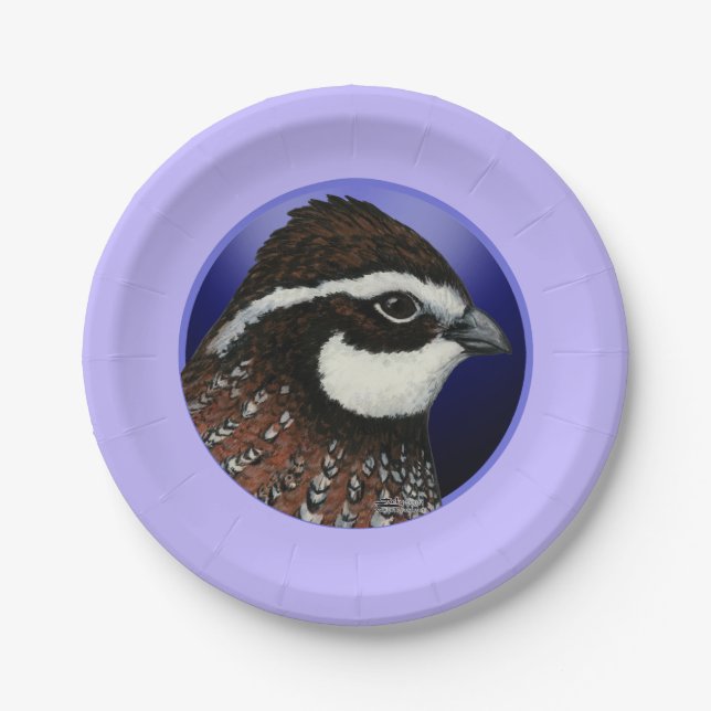 Bobwhite Quail Head Circle Paper Plates (Front)