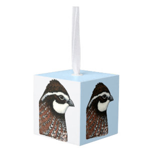 Bobwhite Quail Head Cube Ornament