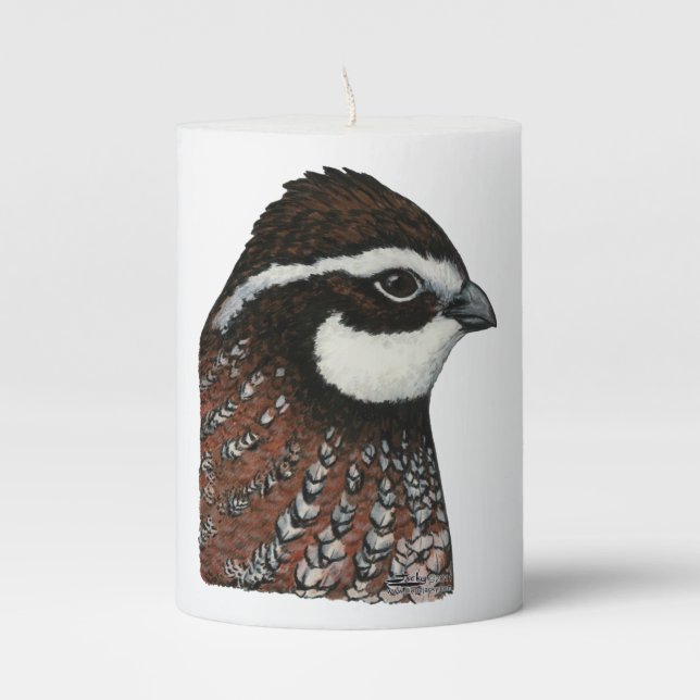 Bobwhite Quail Head Pillar Candle (Front)
