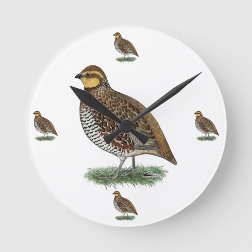 Bobwhite Quail Hen Round Clock