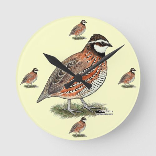 Bobwhite Quail Rooster Round Clock