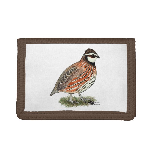 Bobwhite Quail Rooster Tri-fold Wallet (Front)