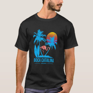 Boca Catalina Aruba. Flamingo and palm trees tropi T-Shirt