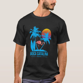 Boca Catalina Aruba. Flamingo and palm trees tropi T-Shirt