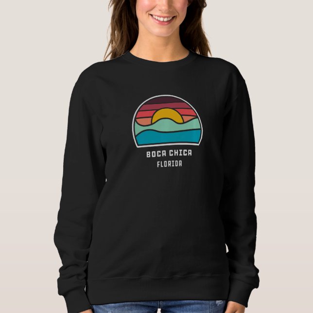 Boca Chica Florida Cool Minimalist Ocean Wave   Sweatshirt (Front)