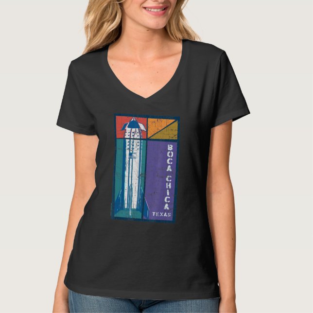 Boca Chica Texas Starship Cool Retro T-Shirt (Front)