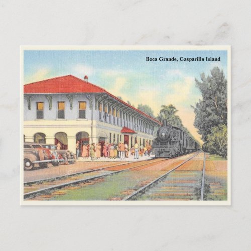 Boca Grande Gasparilla vintage railway station Postcard