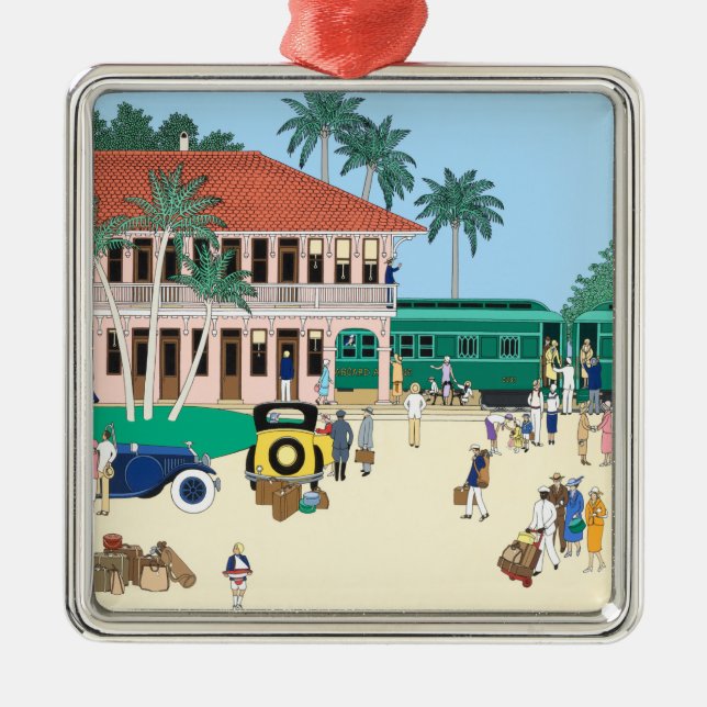 Boca Grande Railroad Depot Metal Ornament (Front)
