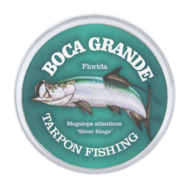 Boca Grande Tarpon Fishing Silver Finish Lapel Pin (Front)