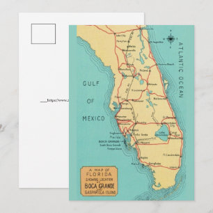 Boca Grande Useppa Florida 5x7 Map Card