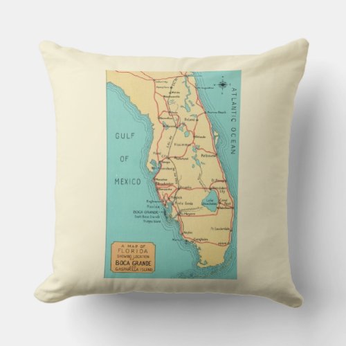 Boca Grande  Useppa Florida Throw Pillow