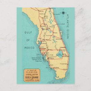 Boca Grande Useppa Island Florida Map Postcard