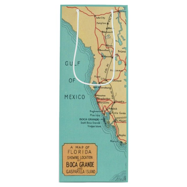 Boca Grande Useppa Island Map Wine  Gift Bag (Front)