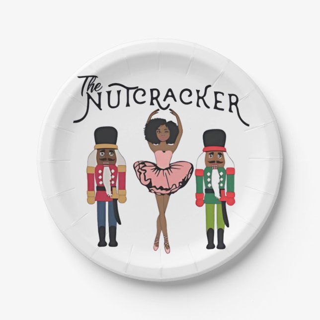 Boca Raton Black Nutcracker Funny Christmas  Paper Plates (Front)
