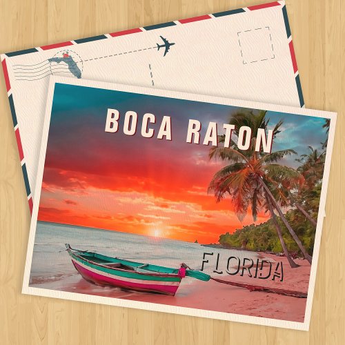 Boca Raton Florida Palm Tree Beach Vintage 1960s Postcard