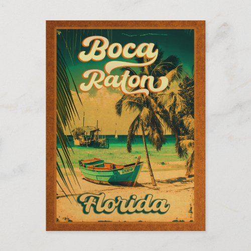 Boca Raton Florida Palm Tree Beach Vintage FL Postcard