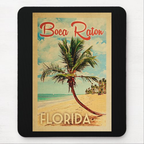 Boca Raton Florida Palm Tree Beach Vintage Travel Mouse Pad