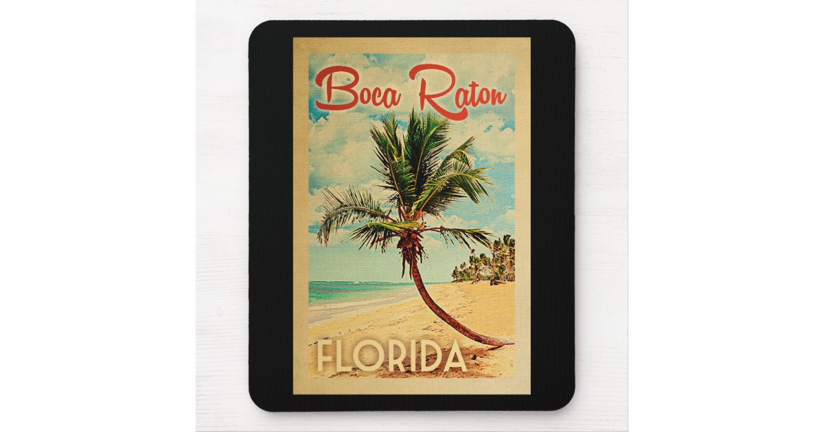 Boca Raton Splash Pad Boca Raton Florida Palm Tree Beach Vintage Travel Mouse Pad | Zazzle