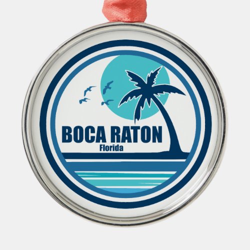 Boca Raton Florida Palm Tree Birds Metal Ornament