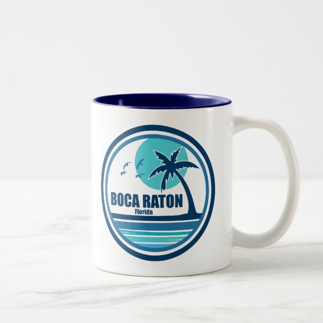 Boca Raton Florida Palm Tree Birds Two-Tone Coffee Mug (Right)