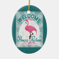Boca Raton Florida Pink Flamingo Retro